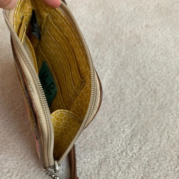 Fossil Key-Per Wristlet Wallet pink and mustard color - Picture 7 of 14